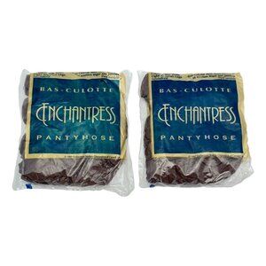 Vintage Enchantress Pantyhose Lot 2 Queen Size Taupe Control Sandalfoot 070505
